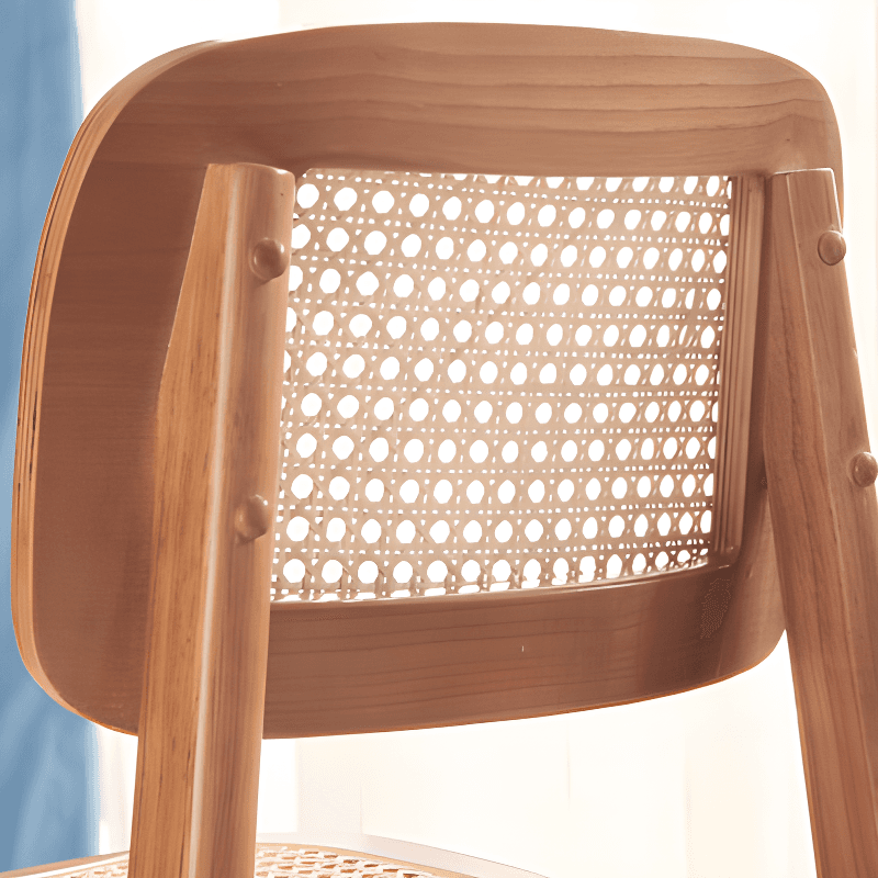 Leatherette/Wood/Rattan Entwined Balanced Armless Chair with Uncovered Back and Timber Legs in Sepia/Ink/Wood Color in a Scandinavian Style thumbnail 20