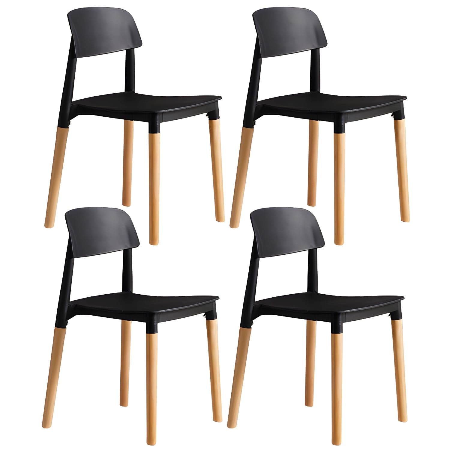 Scandinavian Home Side Chair Open Back Wood Legs Dining Room Chair Set thumbnail 1