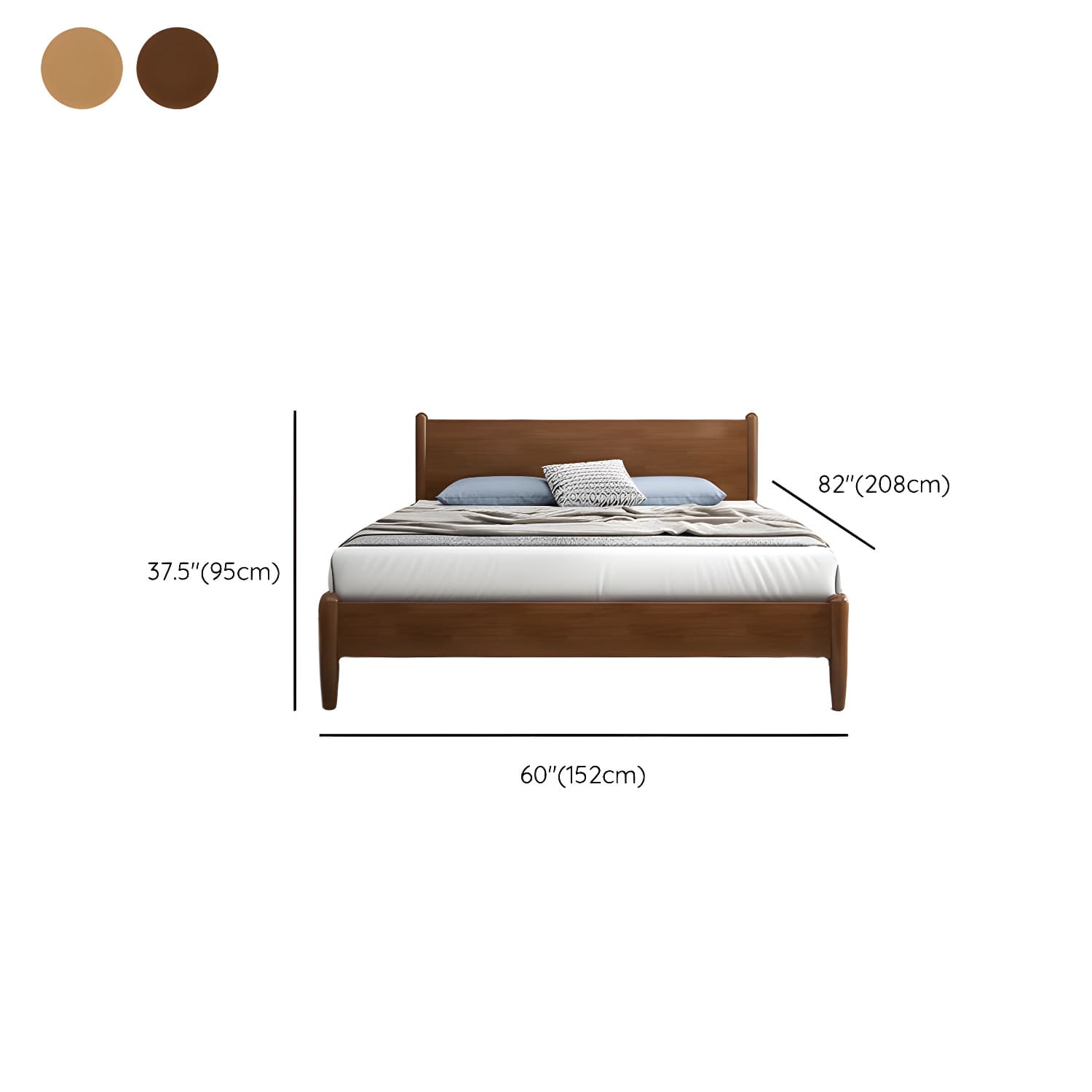 Northern European Solid Wood Bed Frame Mattress Included Panel Bed with Headboard thumbnail 12