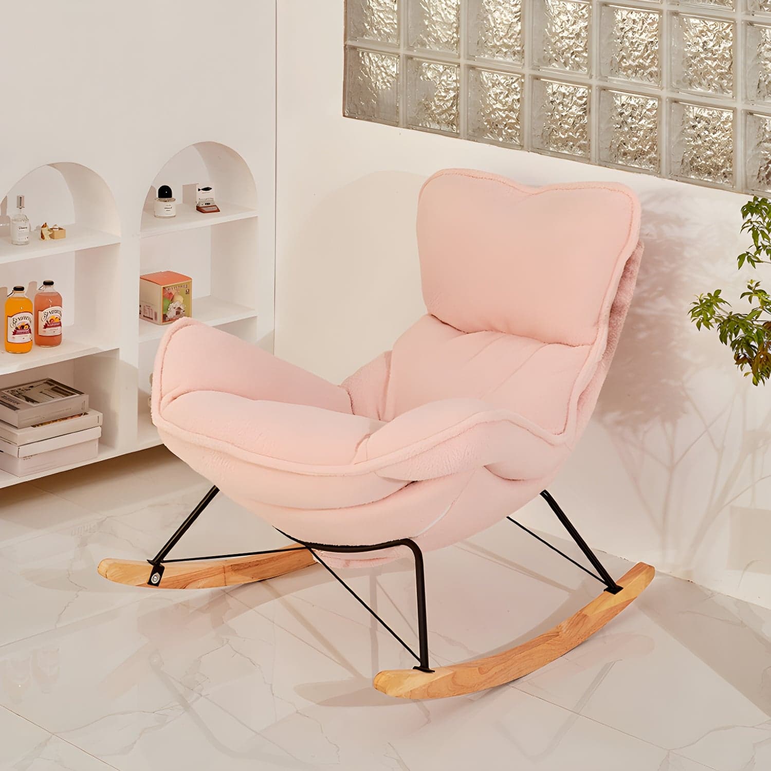 Modern Leather Rocking Chair Removable Cushions Rocker Chair for Drawing Room thumbnail 7