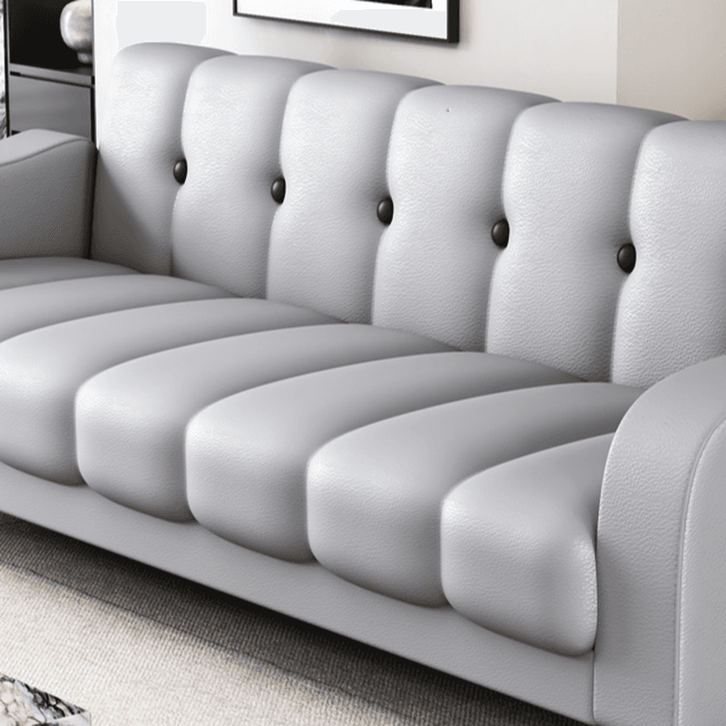Contemporary Modern Solid Color Scratch-durable Convertible Sofa in Pu Leather with Midnight Black/Gray/White Upholstery, Seats 3/2-seater, with Receptacle Storage thumbnail 13