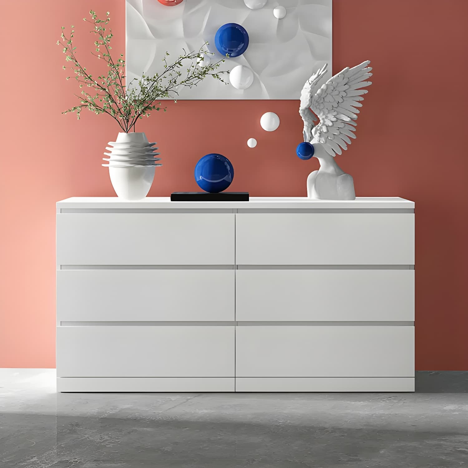 Contemporary 15.7" Wide White Chest Soft-Close Drawers Storage Chest thumbnail 10
