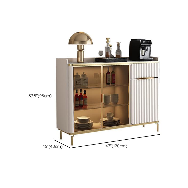 Floor Server/Buffet Table in Slab for Living Room with Glass Doors and Slate Countertop in a Luxurious Style thumbnail 15