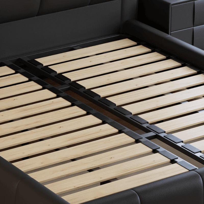 Ink Simplistic Storage Bed/Platform Bed in Genuine Leather with Leg for Bedroom thumbnail 6