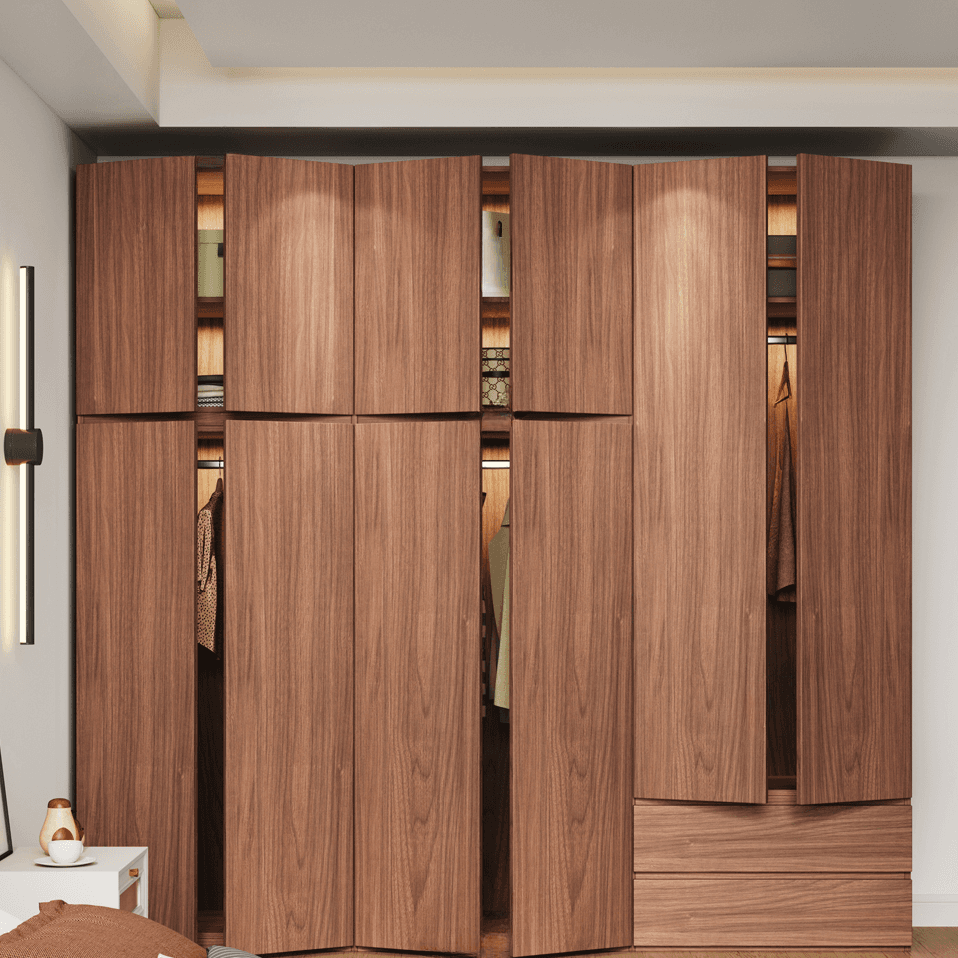 Acorn Minimalist Natural Wood Independent Wardrobe Closet with Soft Close Drawer, Soft Close Door, and Interior Shelves thumbnail 1