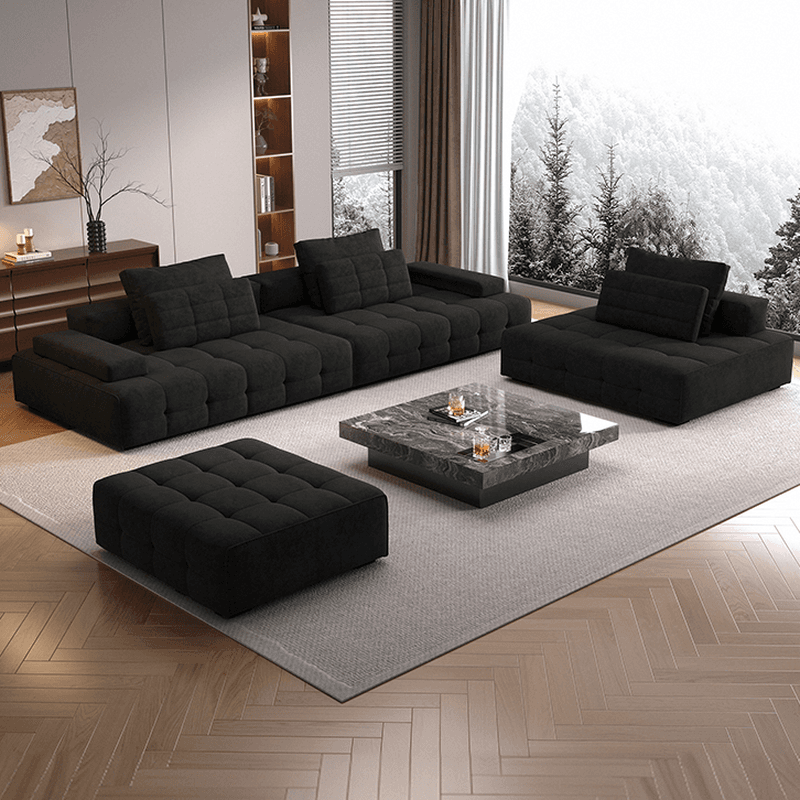 Cotton Midnight Black Standard/Single Sofa with Armrest and 4/3/1 Pillows thumbnail 1