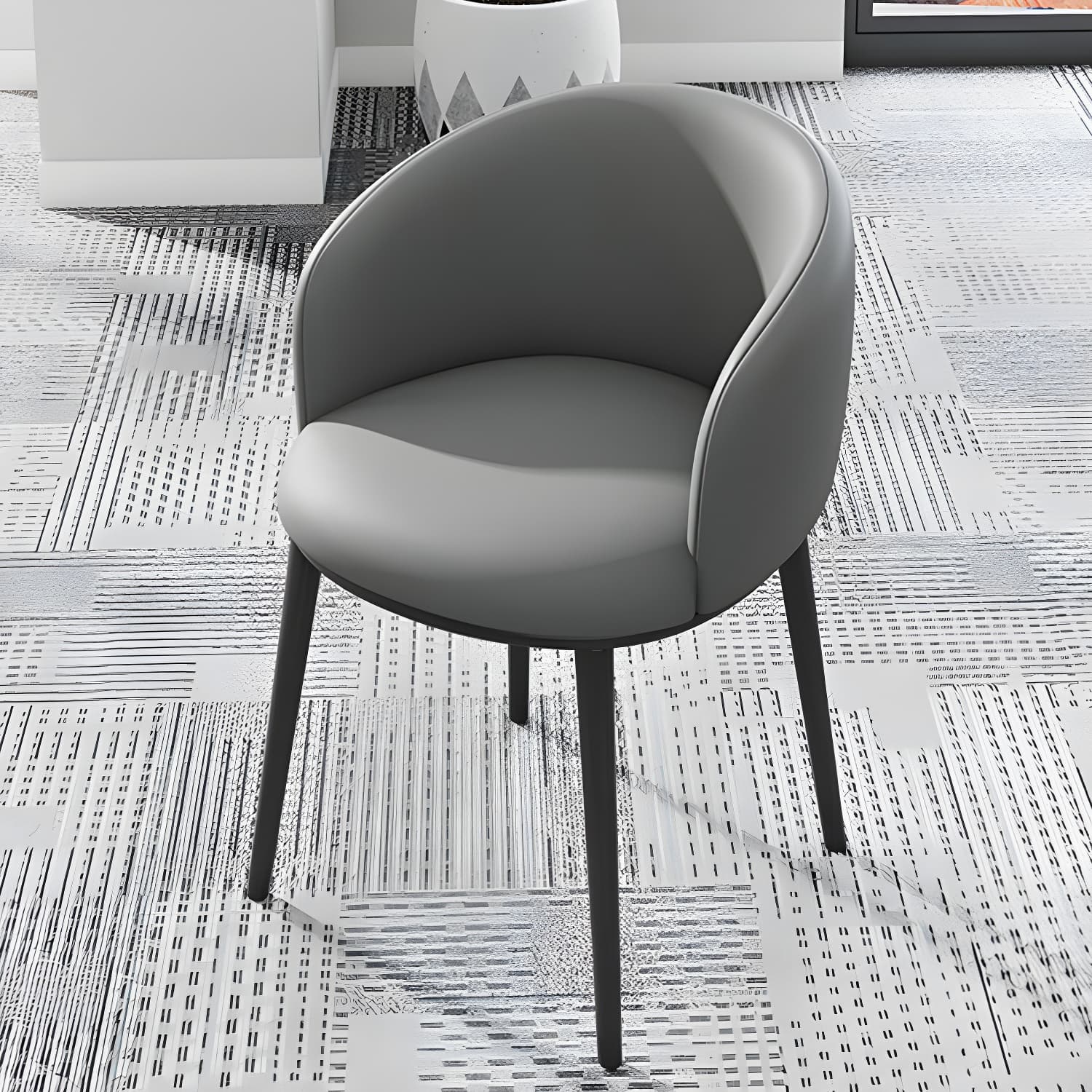 Modern Upholstered Home Arm Chair Solid Back Matte Finish Dining Chair thumbnail 27