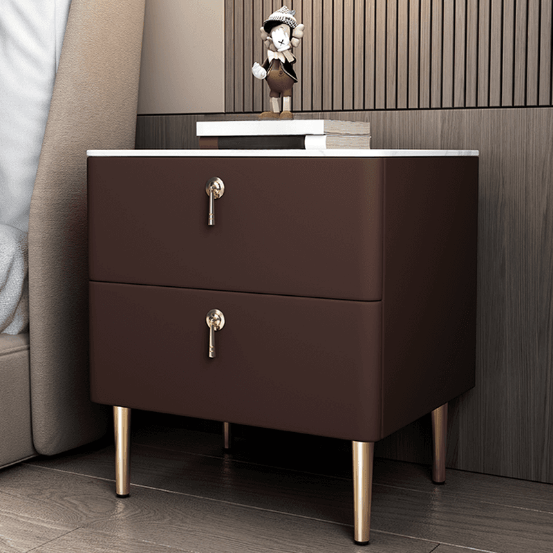 Minimalist 2-Drawer Stone Countertop Bedside Cabinet with Legs thumbnail 3