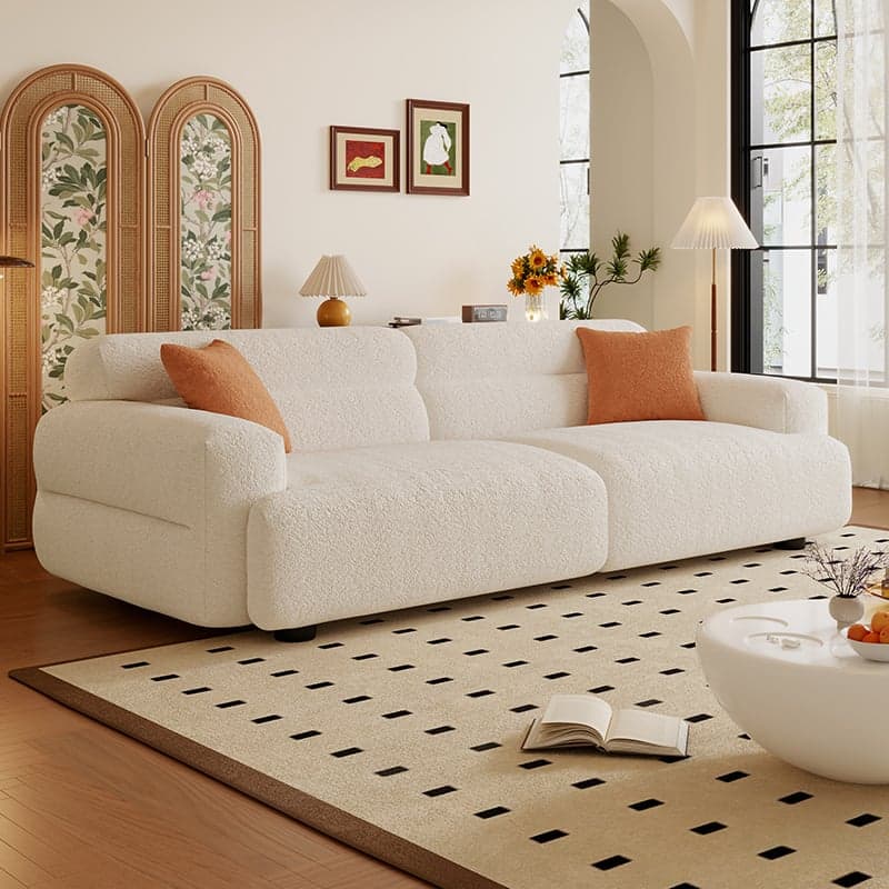 Modern Solid Color Tear Resistant Standard Sofa in Light Gray/White/Citrus Color with 4-seater/Seats 5/3-seater and 2 Pillows thumbnail 3