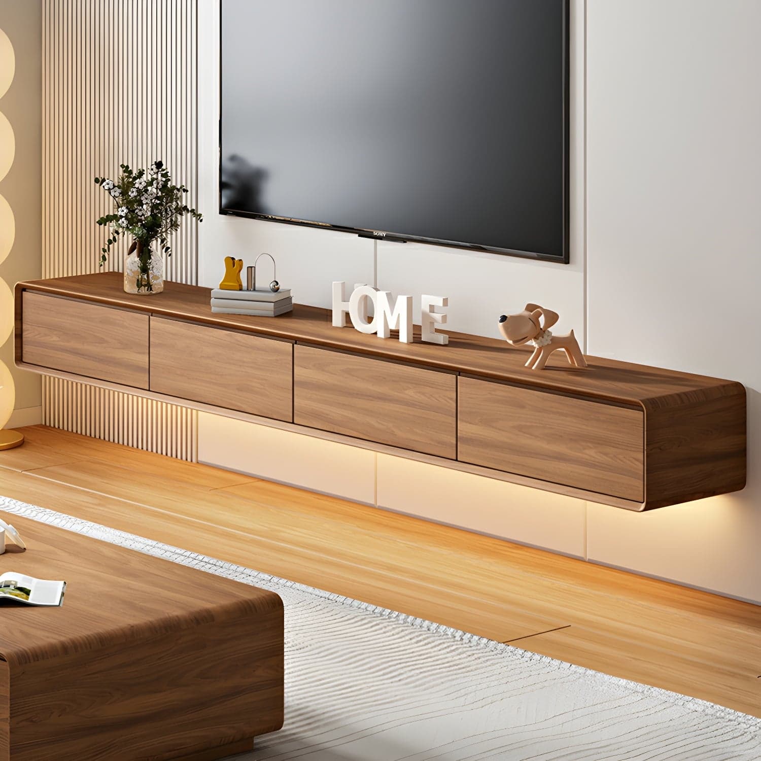 Modern Floating 2-Drawer TV Cabinet with Cable Management for Living Room thumbnail 5