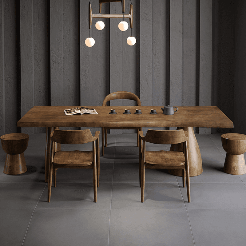 Amber Wood Pine Wood 3-Legged Dining Table Set thumbnail 1