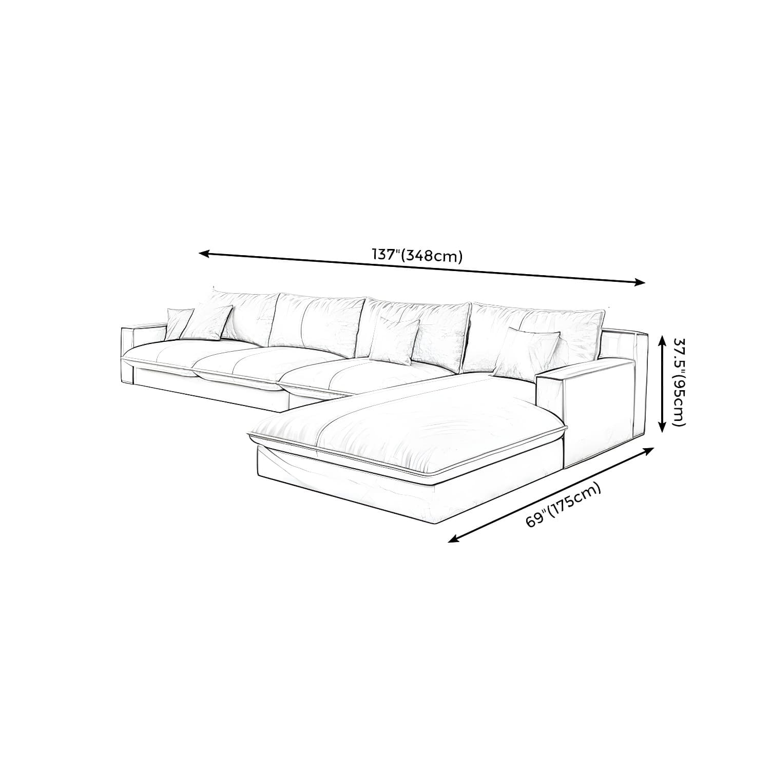 Assembled Living Room Square Arm Modular Contemporary Sofa & Chaise thumbnail 22