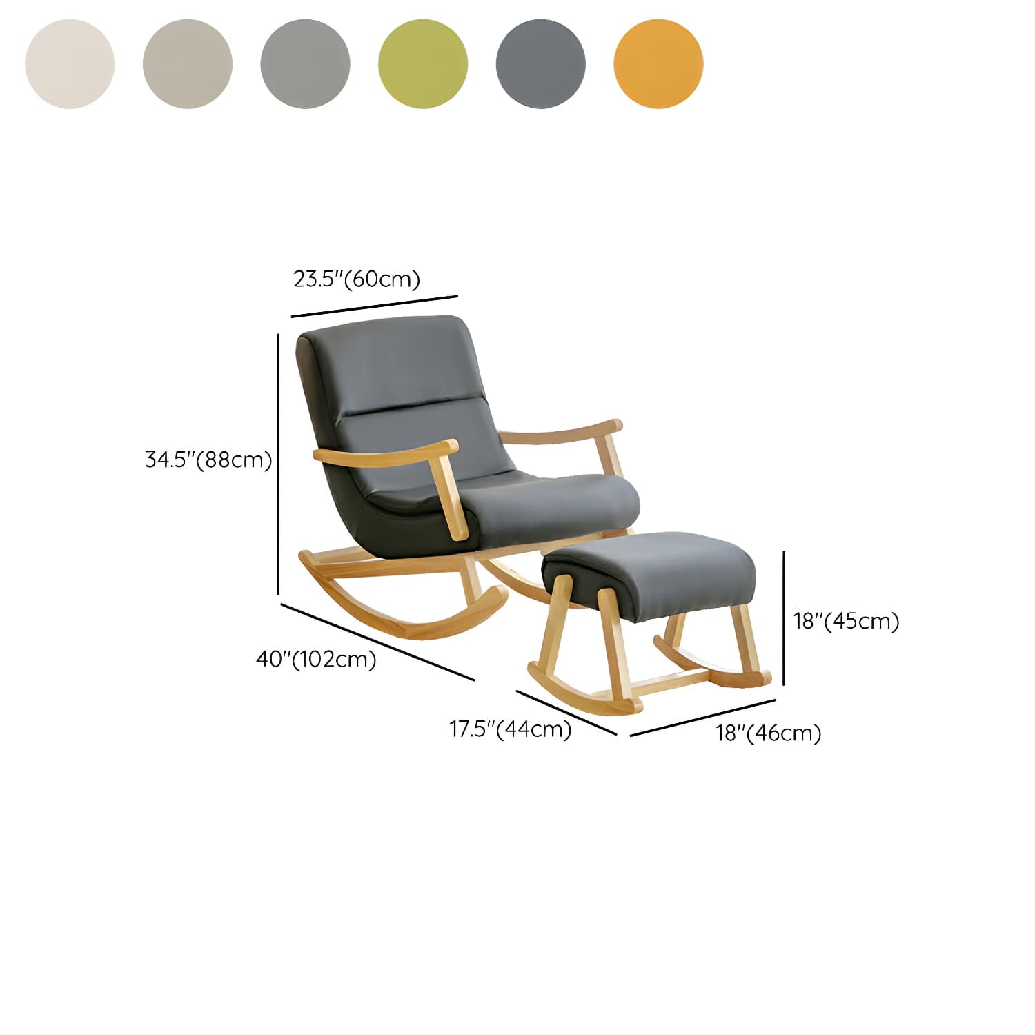 Modern Upholstered Rocking Chair with Track Arms and Ottoman for Stylish Interior Design thumbnail 17