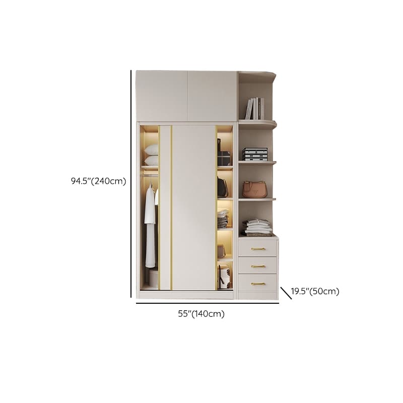 Attractive Modern White Wardrobe Armoire with Clothing Rod & Shelves thumbnail 14