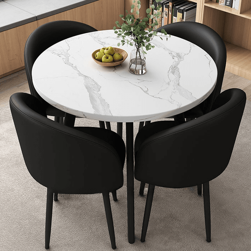 Circular Manufactured Wood Dining Table Set with Upholstered Back, Padded Chair, Arms, Seats 4 thumbnail 1