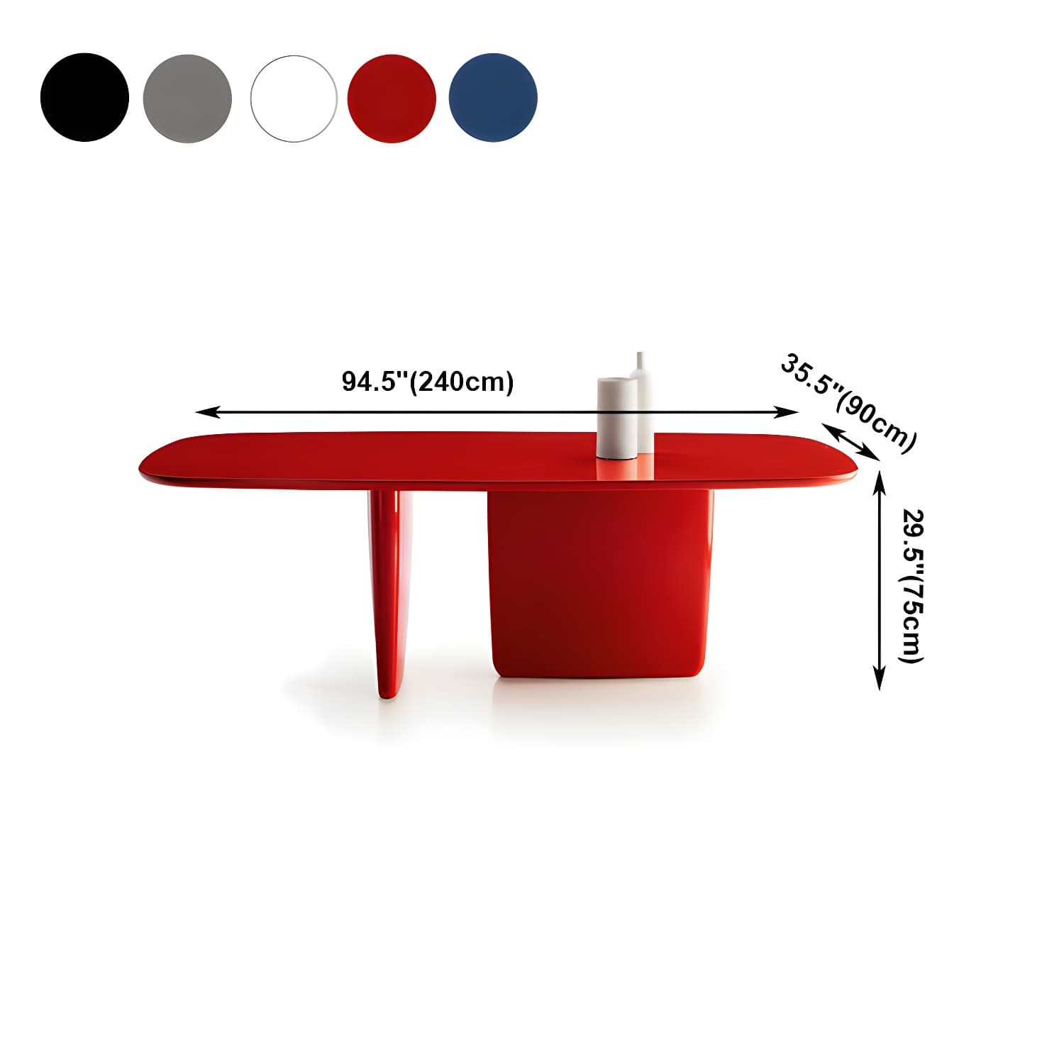 Rectangle Solid Wood Dining Table Modern Table with Double Pedestal Base thumbnail 14