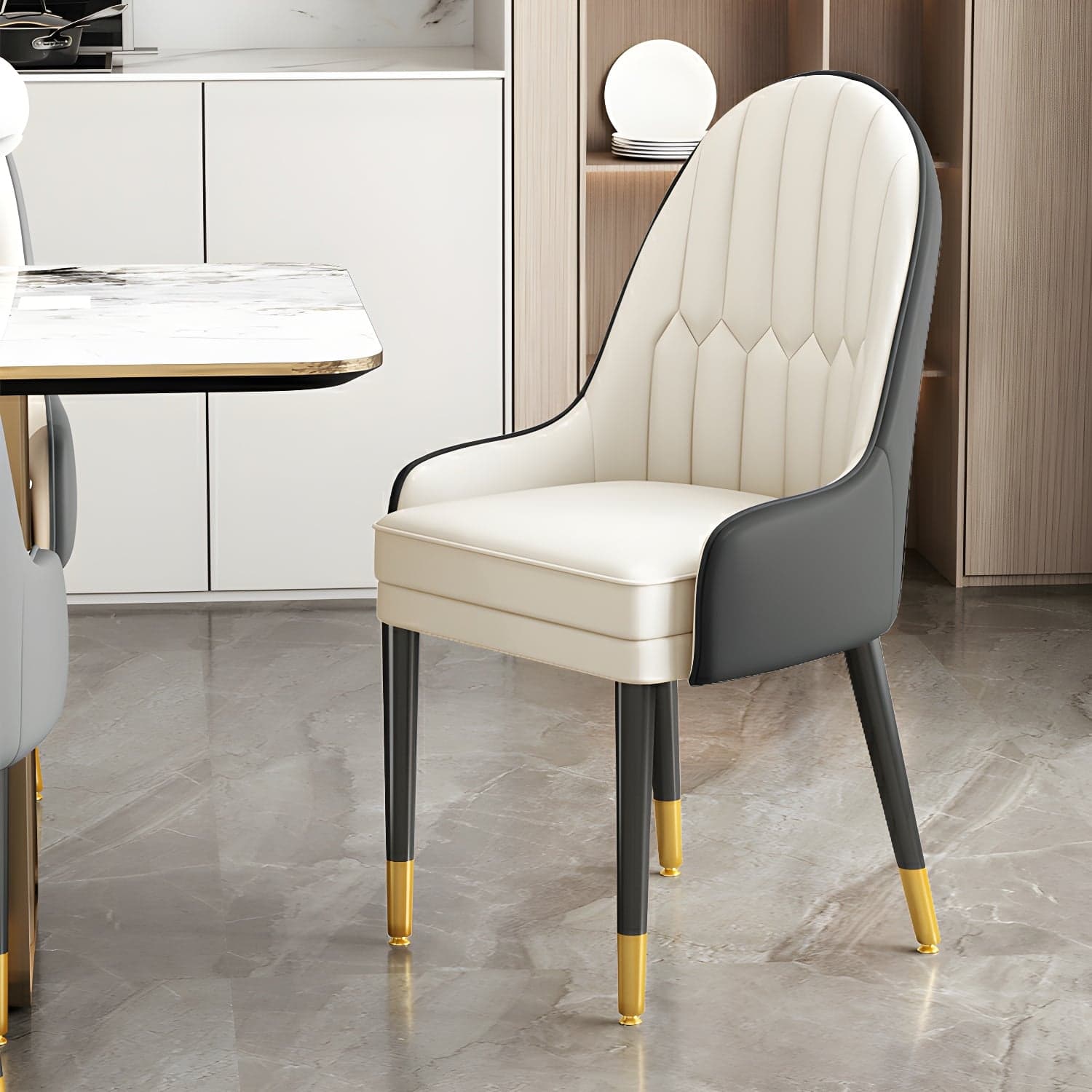 Dining Room Armless Dining Chair Parsons Faux Leather Dining Chair thumbnail 1