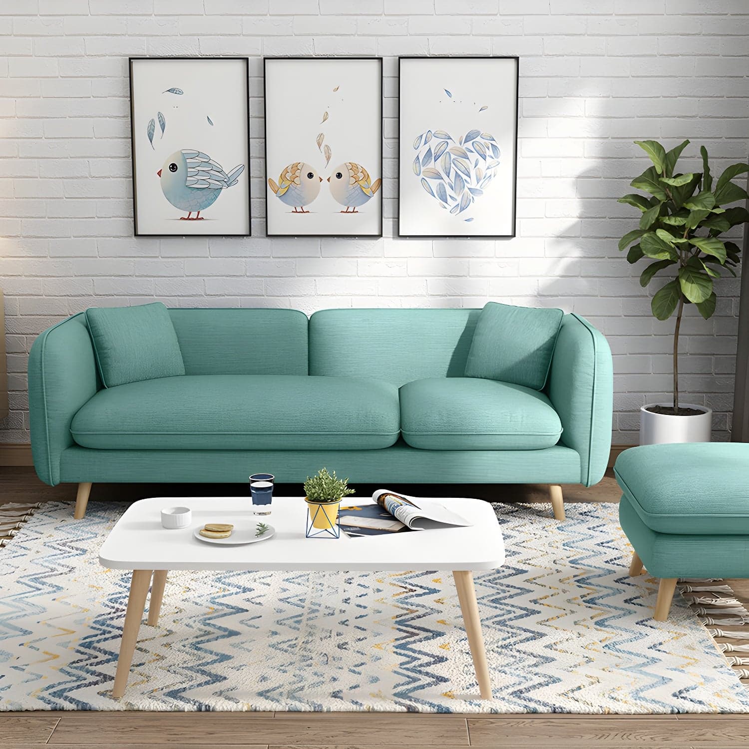 Modern Linen Tuxedo Arm Standard Sofa with Bolster Pillows for Living Room thumbnail 7