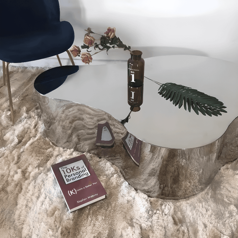 Silver Alloy Irregular/Circular-shaped Accent Table for Small Spaces thumbnail 8