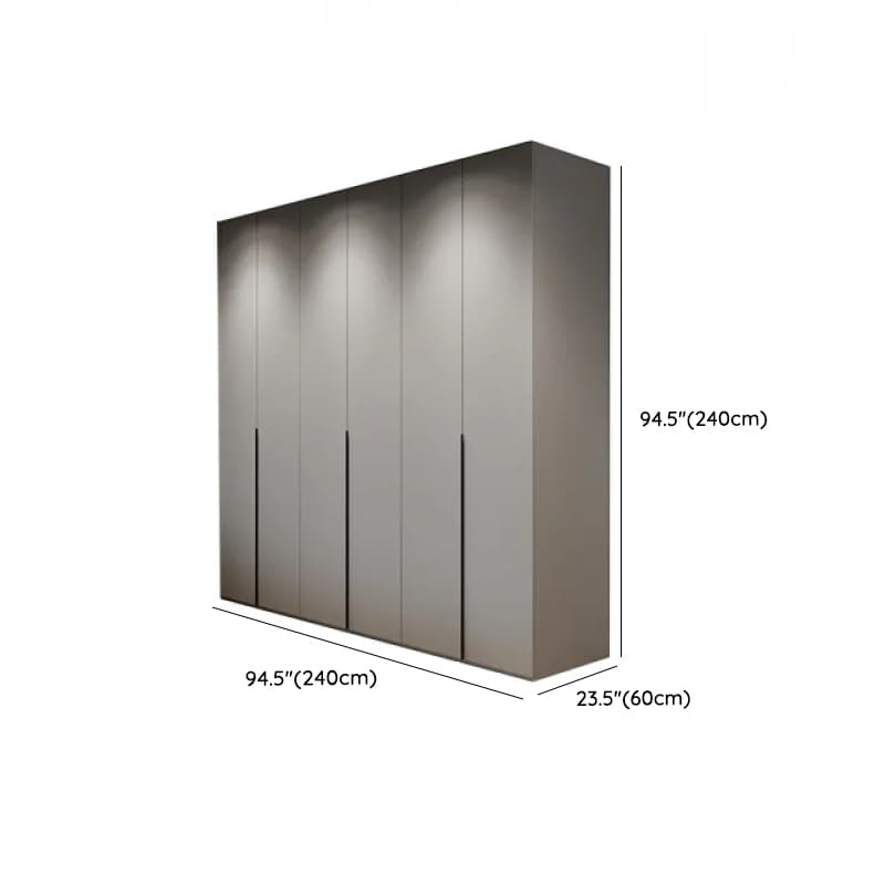 Dove Grey Minimalist Manufactured Wood Wardrobe Closet with Compartments, Soft Close Door, Interior Shelves, and Clothing Rod thumbnail 21