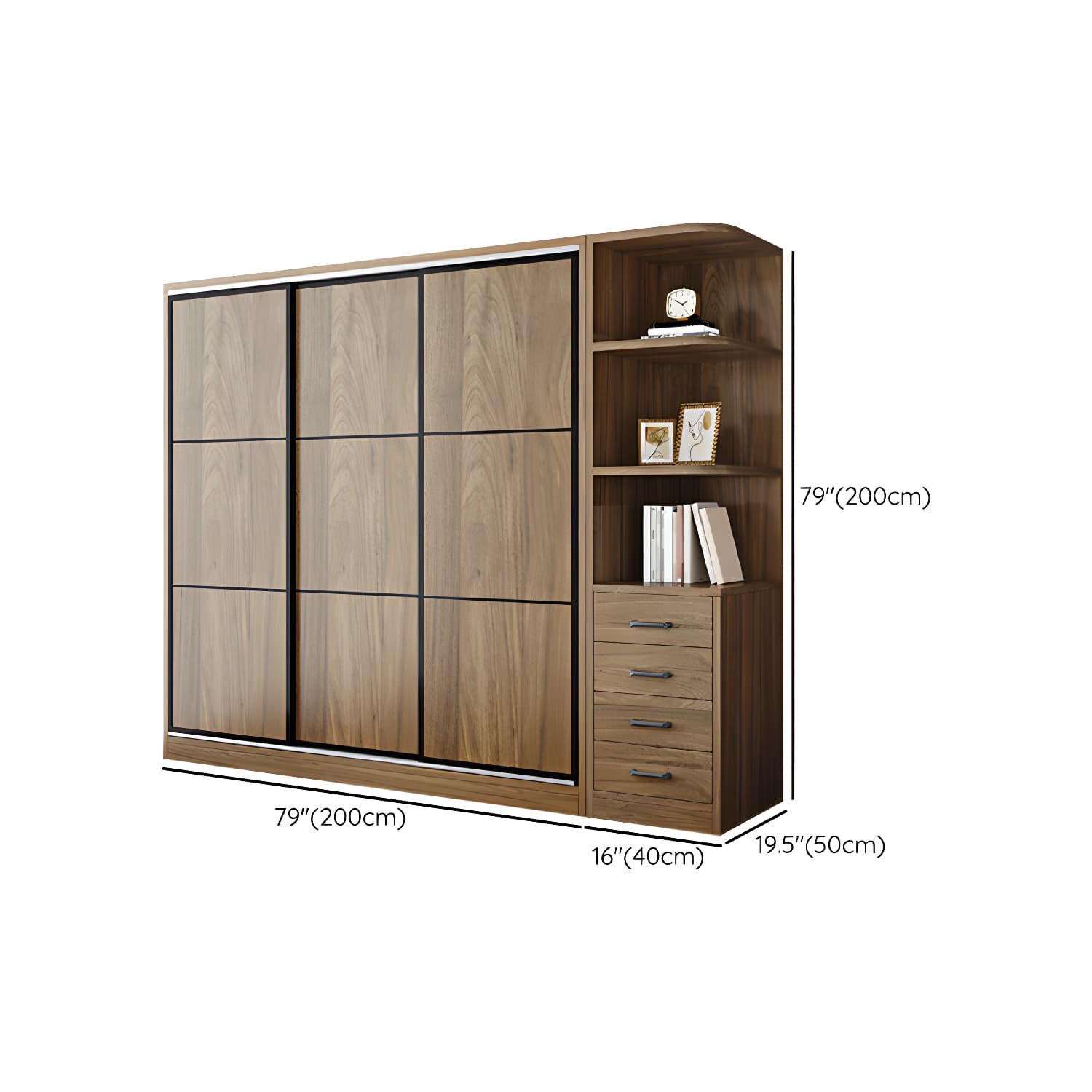 Modern Style Freestanding Wardrobe Pine Wood Wardrobe with Drawer - image 19