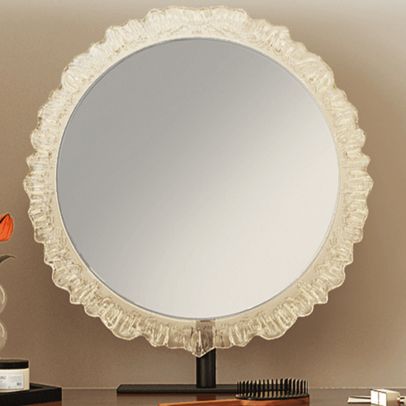Cream Modish Large Vanity Set with Reclaimed Wood Table Top, 3/6 Drawers, and Light Up Mirror thumbnail 6