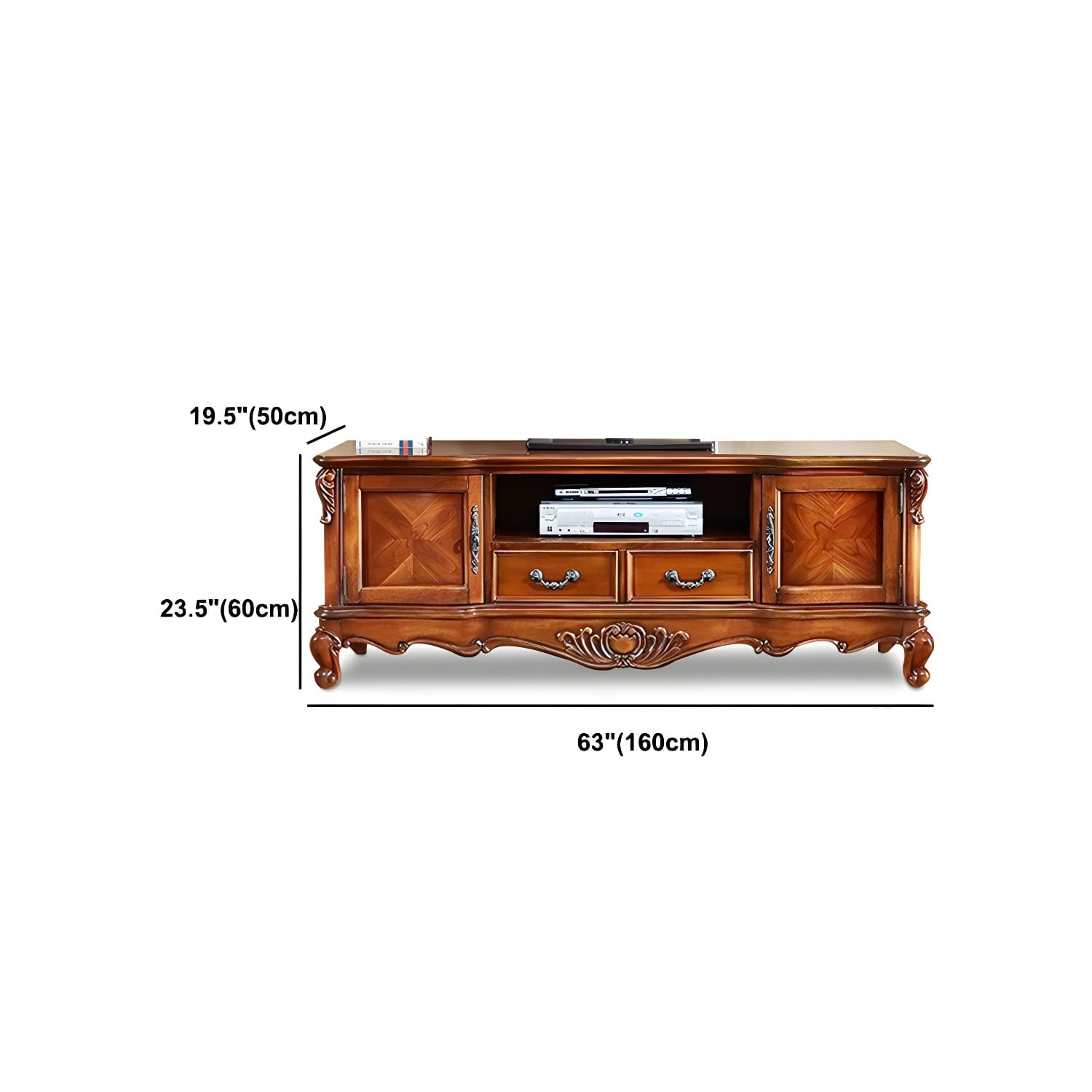 Solid Wood TV Console Traditional Enclosed TV Cabinet with Glide Drawers thumbnail 11