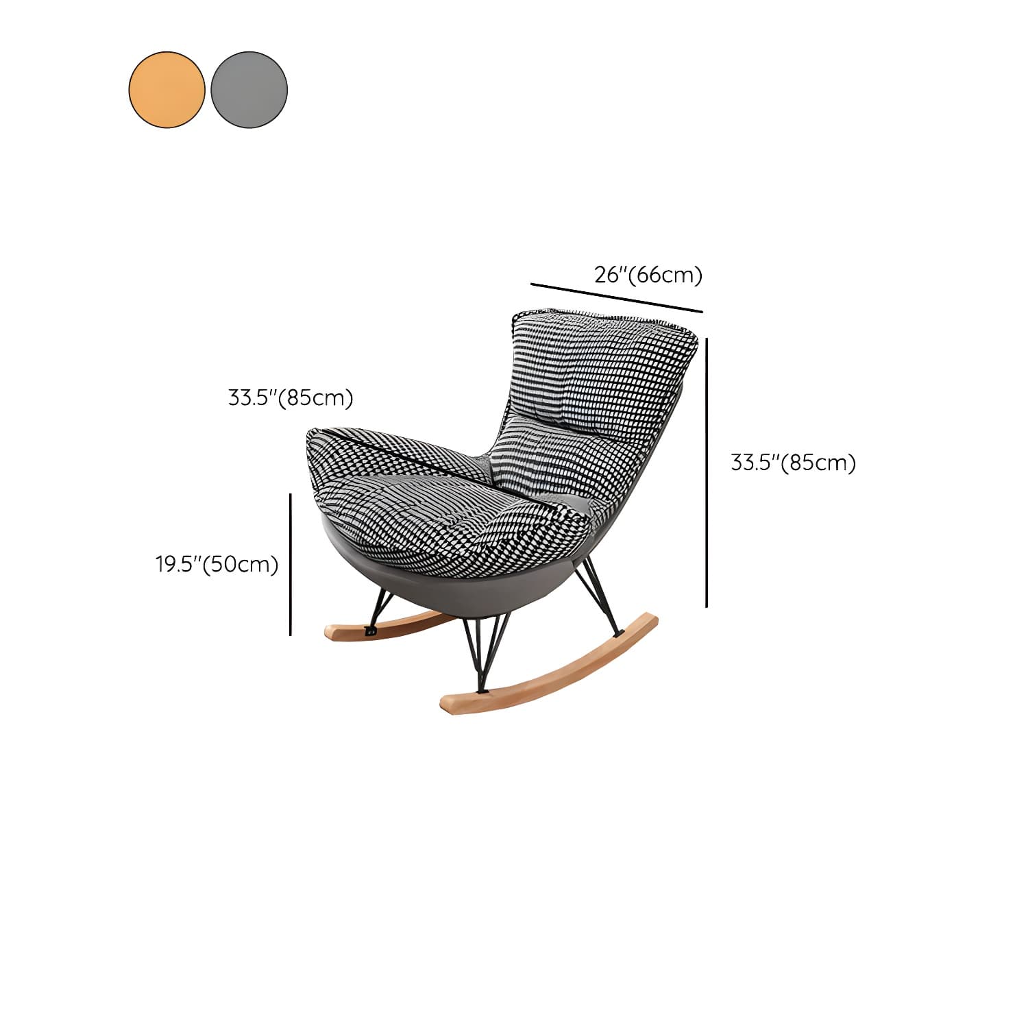 Modern Glider Chair Pure Color Metal Dark Legs Rocking Chair with Ottoman thumbnail 21