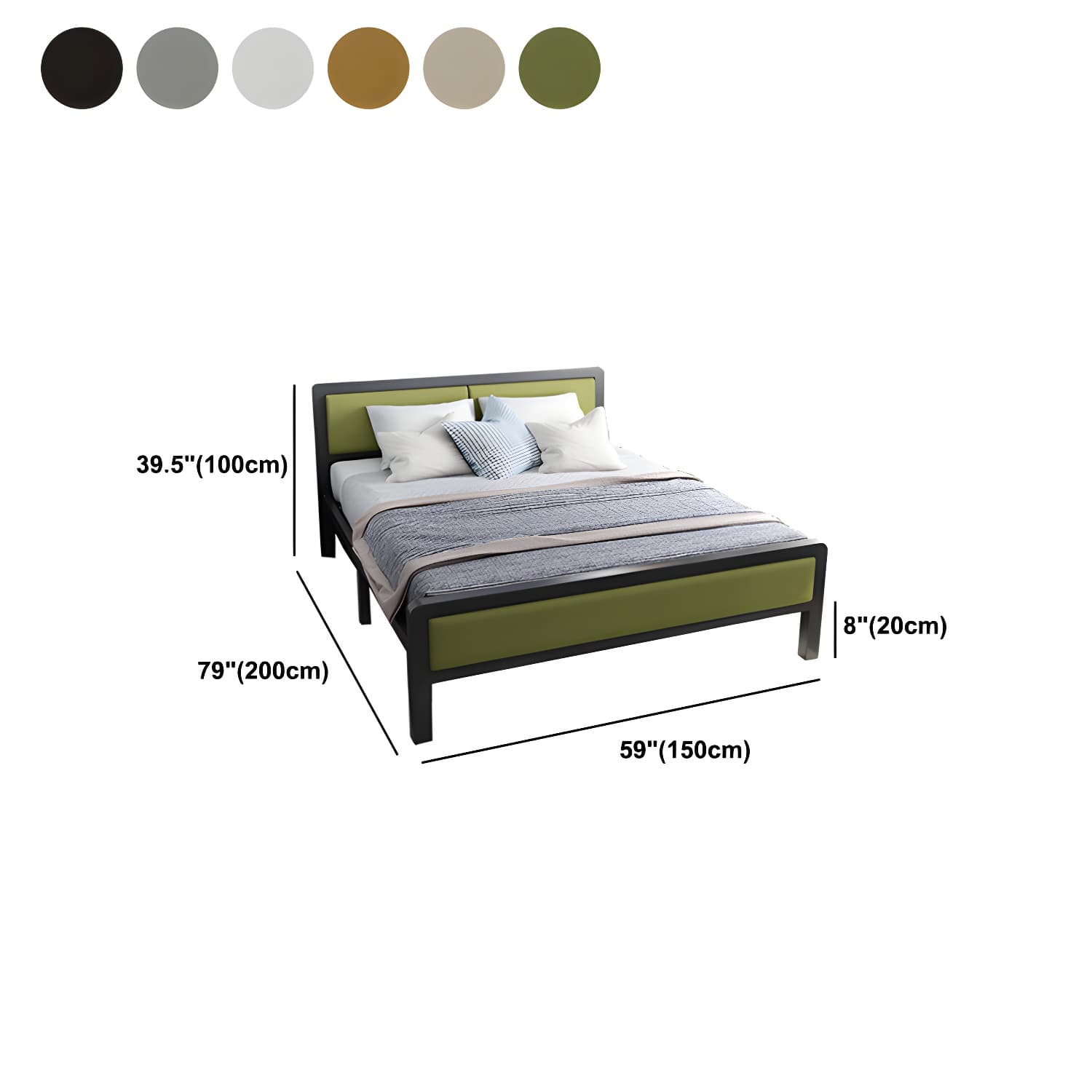 Contemporary Metal Standard Bed, Panel Rectangular Headboard Bed thumbnail 12