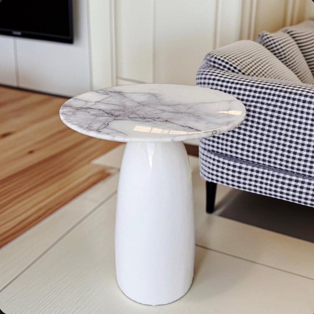 Simple Ink Oval/Rounded Hardened Glass Single Accent Table with Container & Abstract Base thumbnail 6