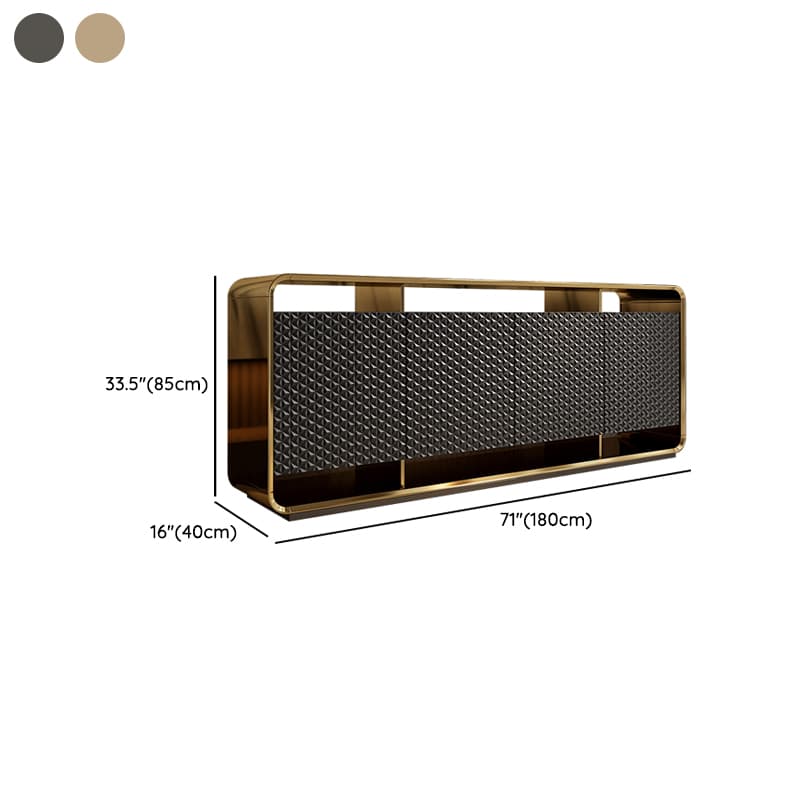 Self-supporting Metal Framed Wood Sideboard with Extreior 3 Shelves and a Counterboard in a Lavish Style thumbnail 10