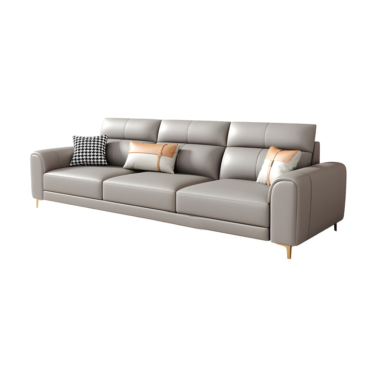 Modern Gray Faux Leather Sectional Sofa with Pillow Top Arms and Wood Frame thumbnail 5