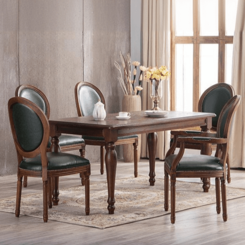 Traditional Antiqued Wood Sturdy Nailhead Trim King Louis Arm Chair/Armless Chair with Outlined and Foot Pads thumbnail 14