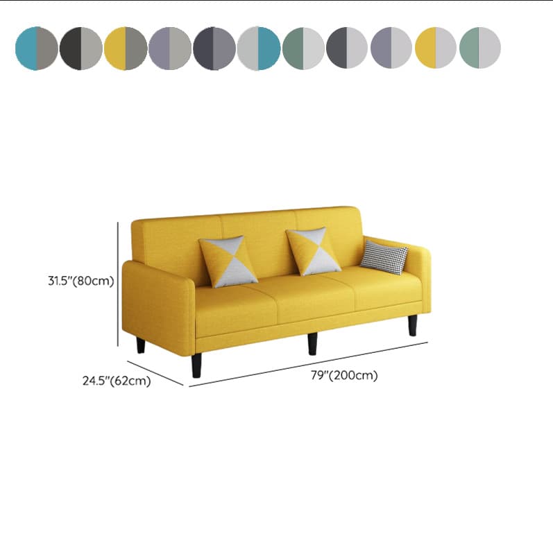 Convertible Sofa in Gray/Cerulean/Off-White with Armrest and 3 Pillows thumbnail 31