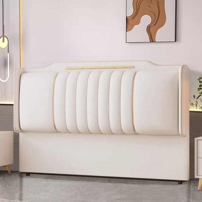 Modish No Distressing Timber Panel Headboard with Rectangle Shape for King Bed, Featuring Sponge Upholstery Fill and Standard Height thumbnail 1
