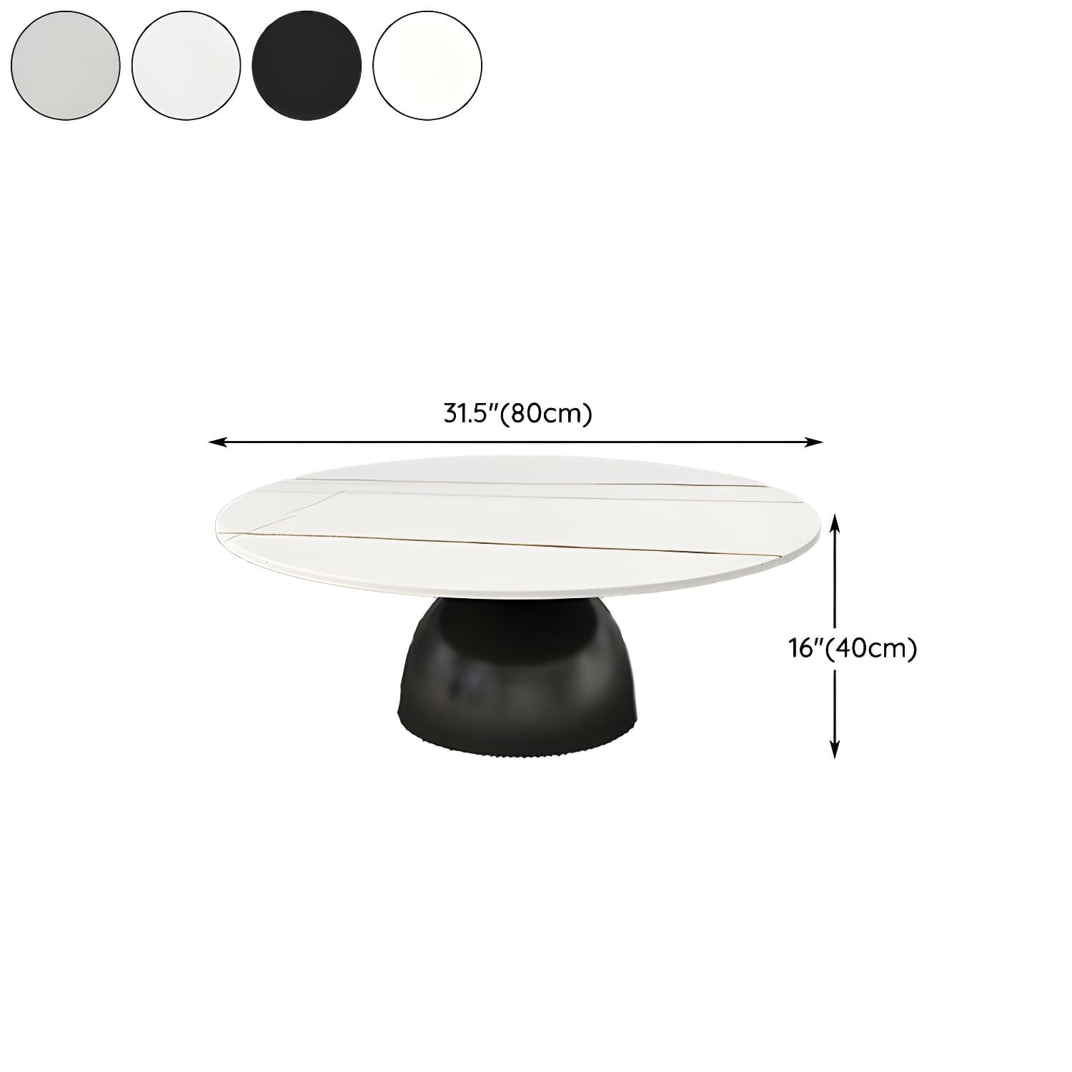 Round Stone Glam Coffee Table with Pedestal Iron Base and Built-in Storage thumbnail 22