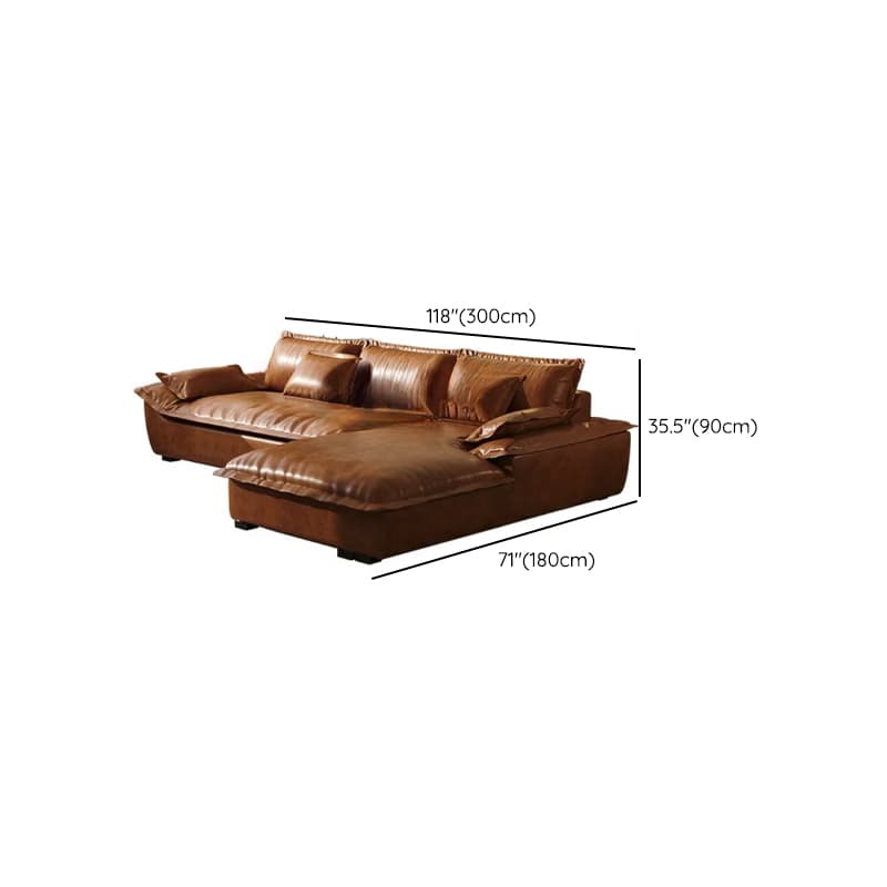 L-Shape Brown Leather Sofa Recliner thumbnail 8