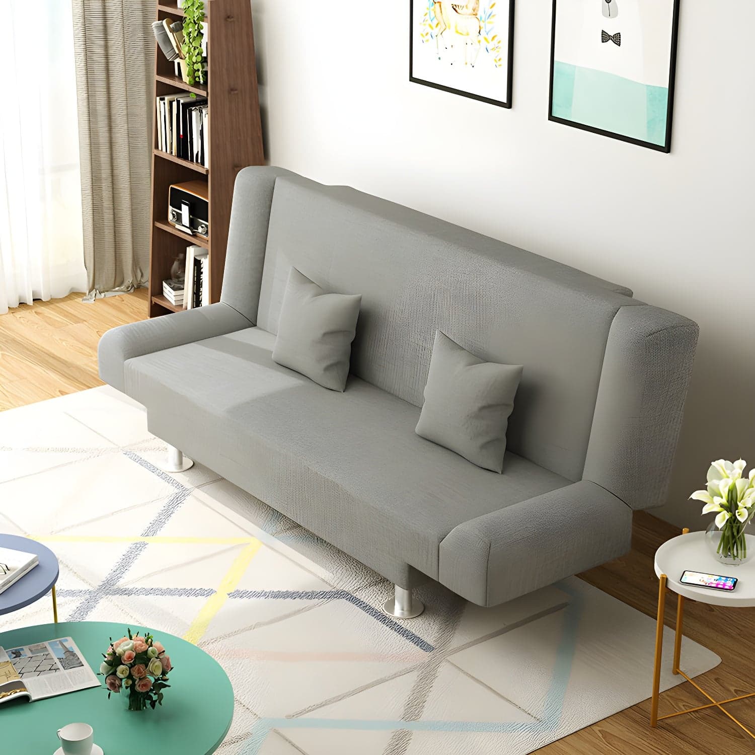 Modern Linen Sofa 23"W Tight Back Armless Couch for Living Room thumbnail 5