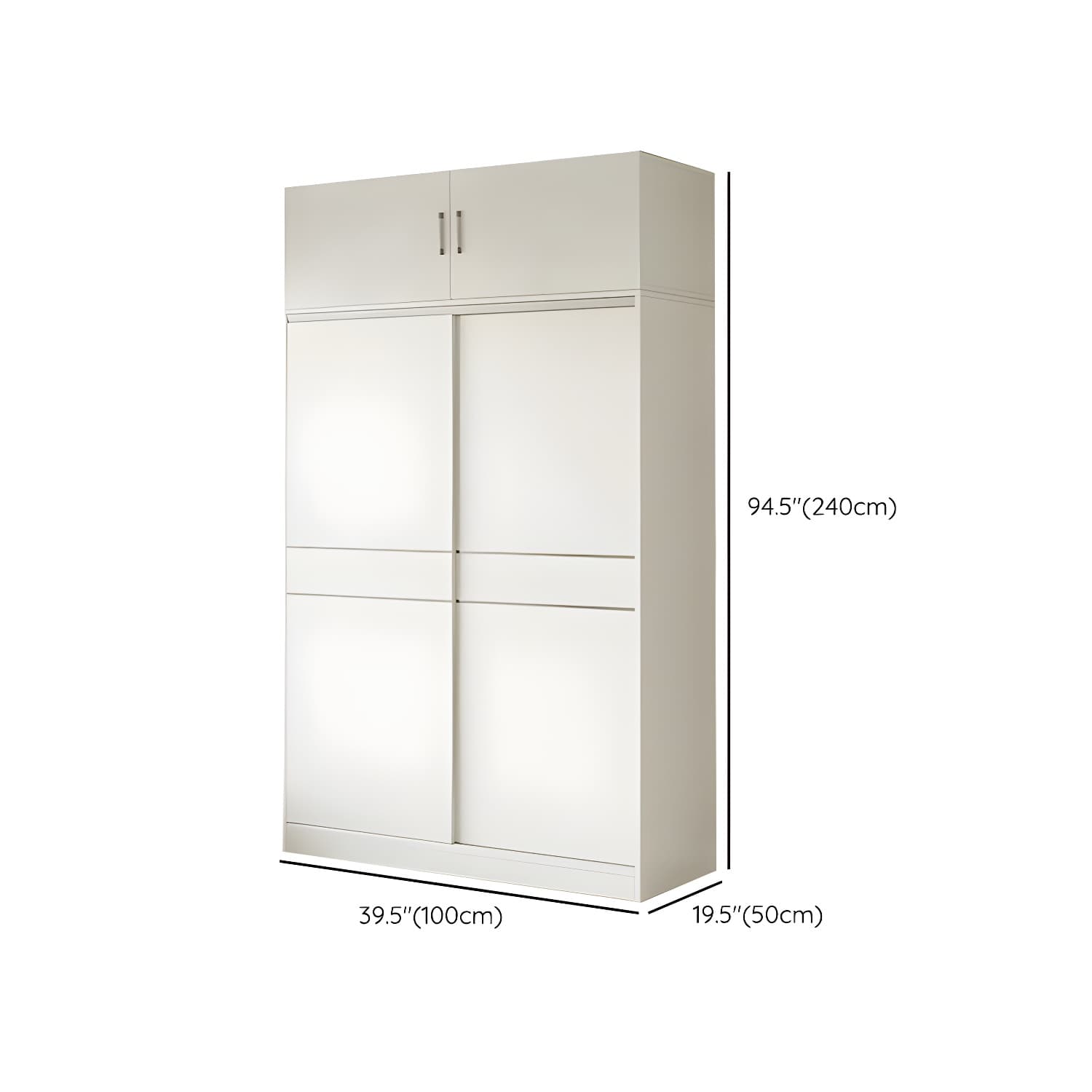 Modern White Wood Wardrobe Armoire with Sliding Doors, Shelves, and Soft Close Drawers thumbnail 19