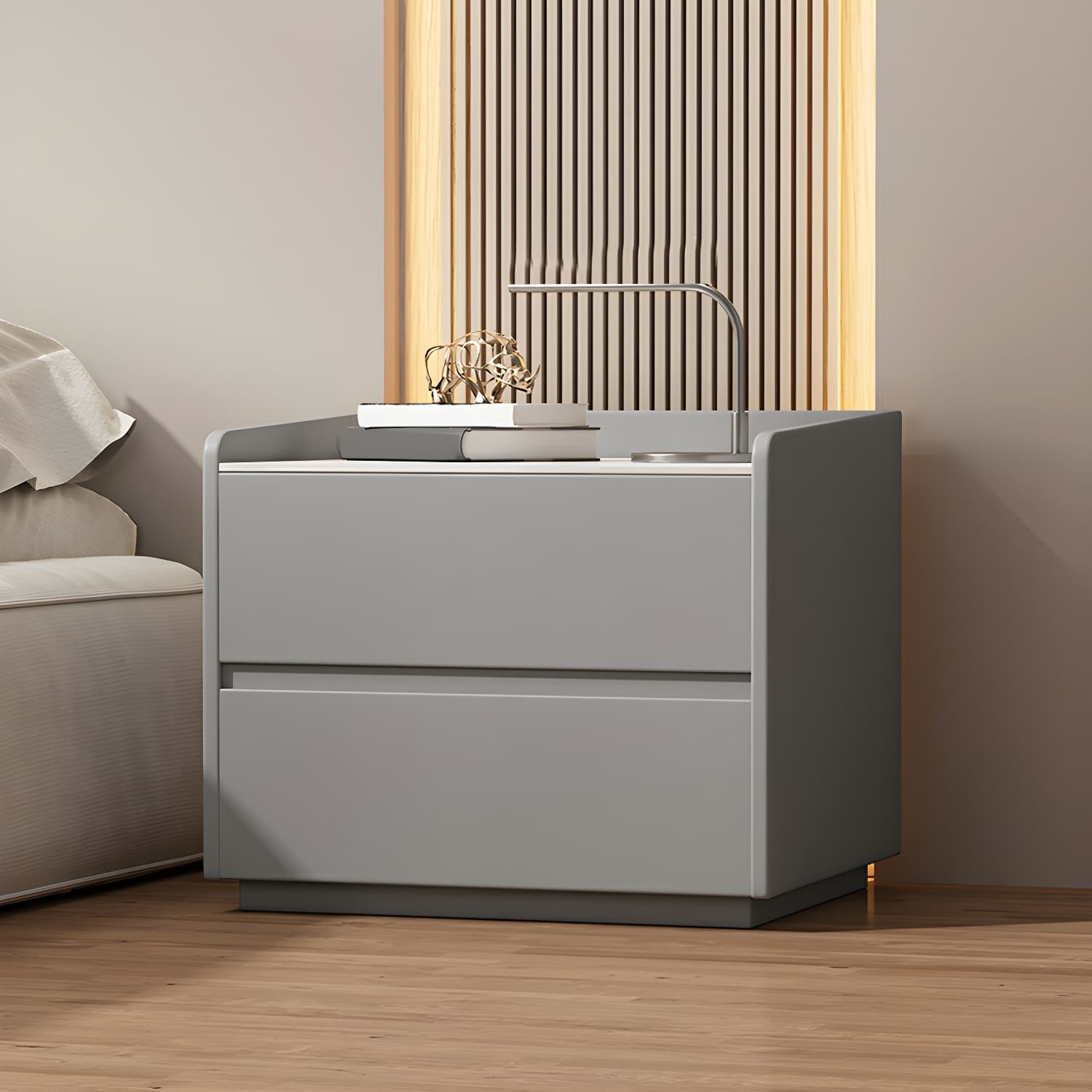 White Slate Countertop Nightstands Increase The Surrounding Height to Prevent Falling thumbnail 6