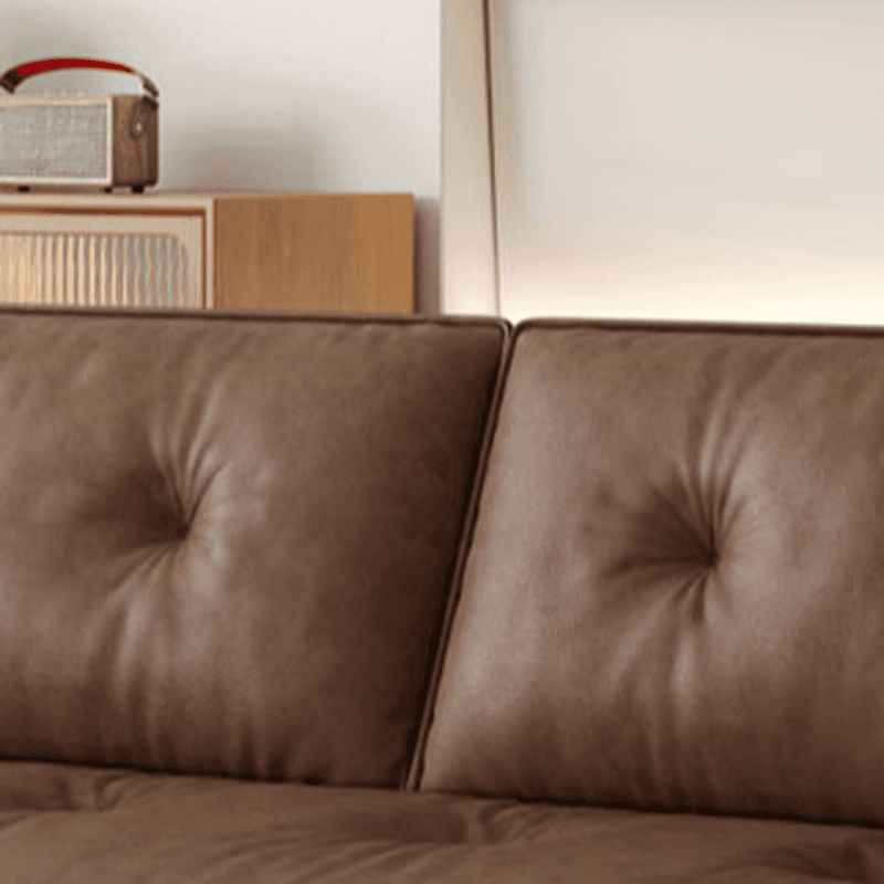 Mocha Pu Leather Convertible Sofa with Armrest for Drawing Room thumbnail 8
