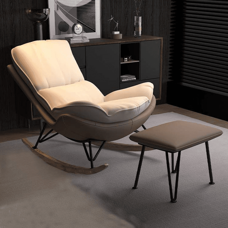 Modish Alloy Rocking Accent Chair, Upholstered