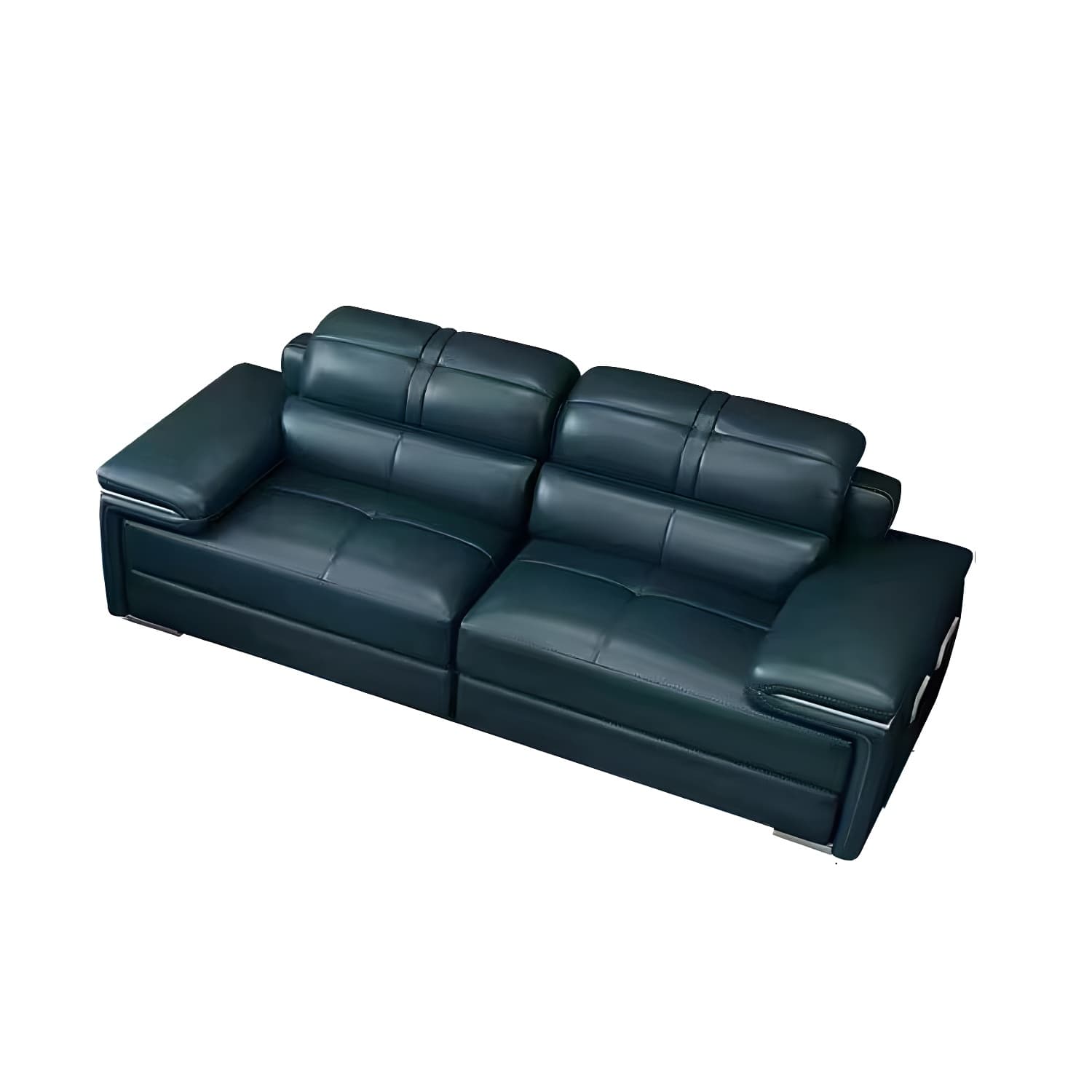 Genuine Leather Sectional 34.65"High Pillow Top Arm Sofa with Storage, Blue thumbnail 6