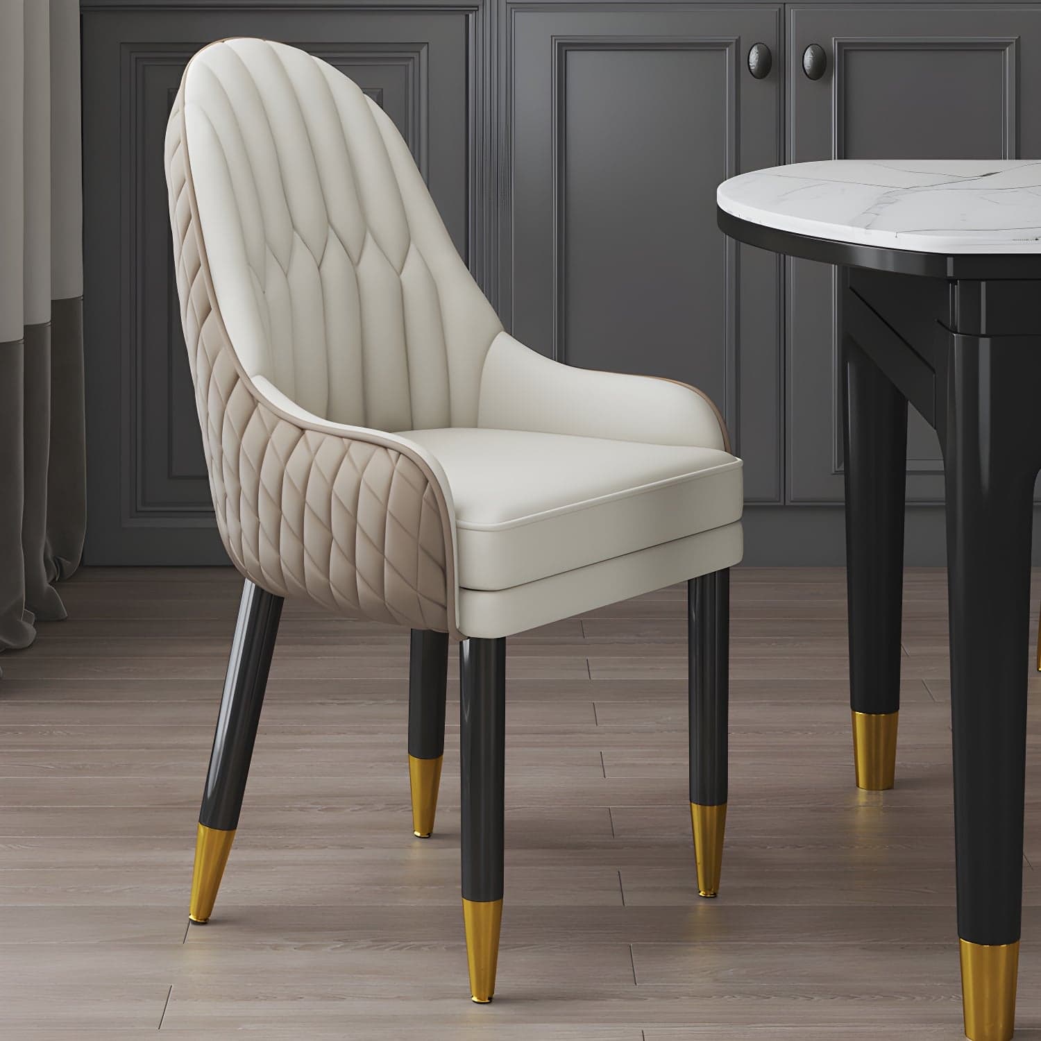 Scandinavian Indoor Arm Chair Upholstered Parsons Back Wood Dining Room Chair thumbnail 8