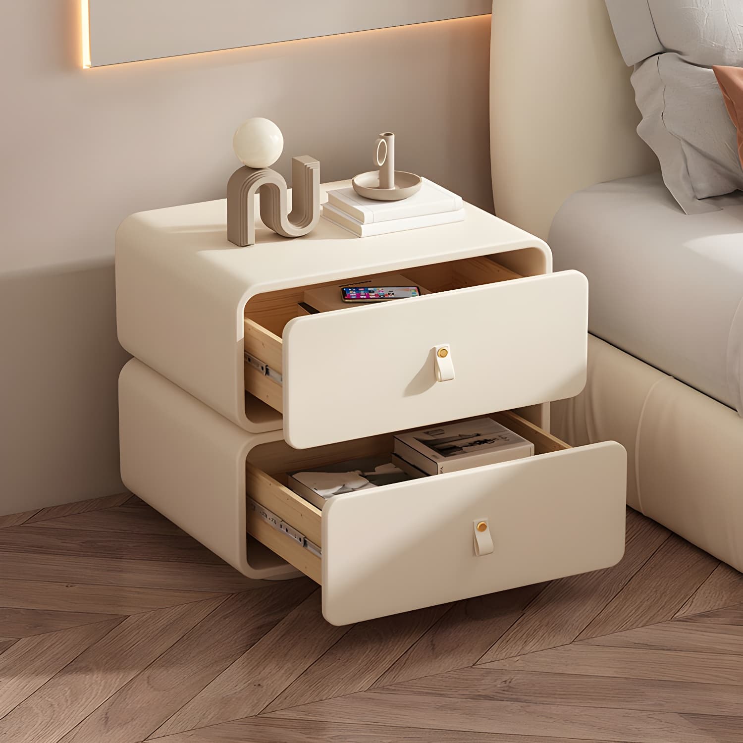 Modernism Bedside Desk Shape in Rectangular with Two-drawer for Bedroom thumbnail 13