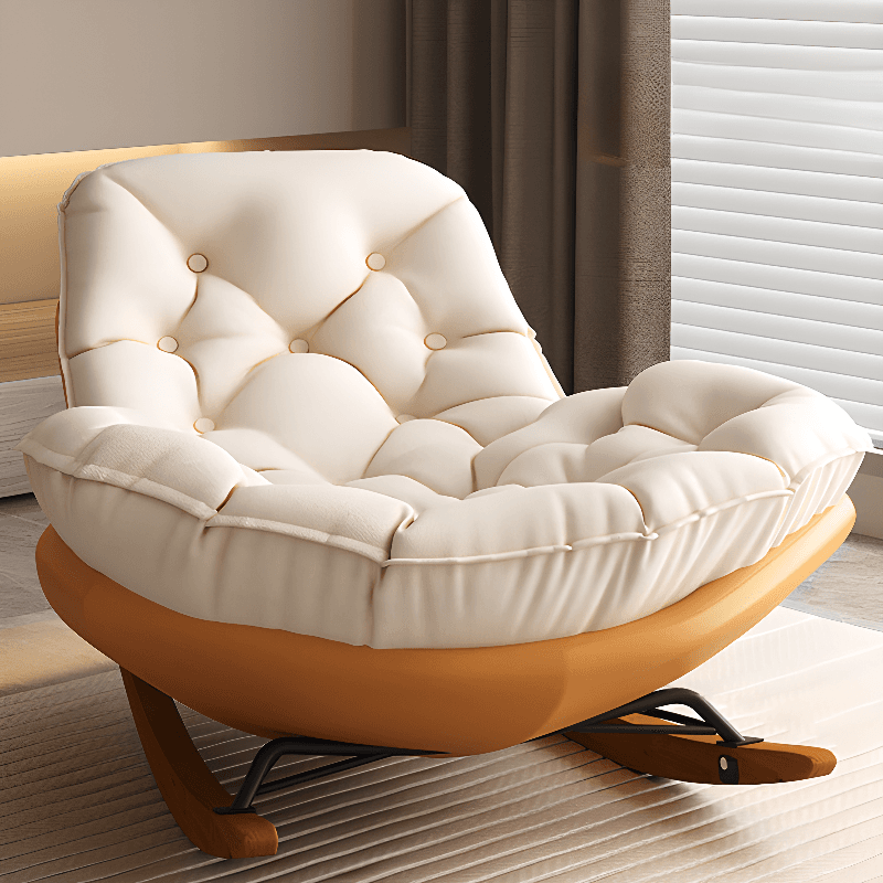 Stationary Upholstered Rocking Chair with Cushioned Rear in a Scandinavian Style, Footstool Included/Not Included thumbnail 20