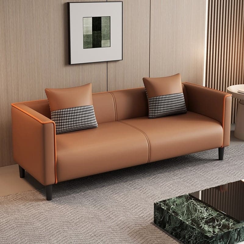 Trendy Solid Color Water Resistant Standard Sofa/Loveseat in Grey/Beige/Amber with Arm, Seats 3/2 People, and 2 Pillows thumbnail 3