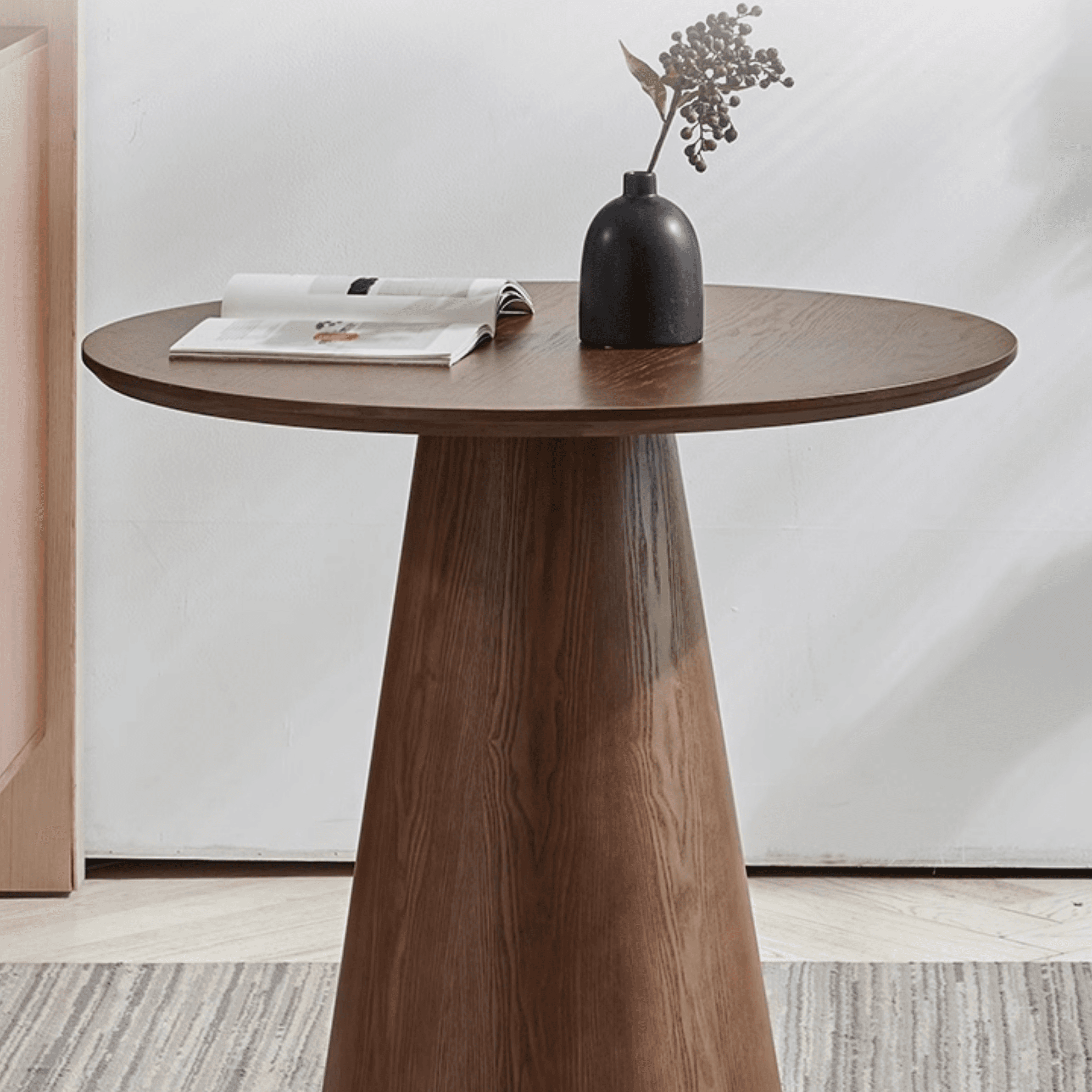 Scandinavian Style Standard Height Fixed Lumber Dining Table for 2 with Sepia Top thumbnail 6