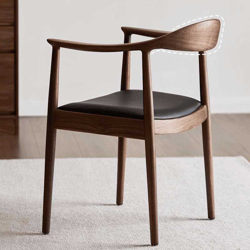 Scandinavian Timber Outlined Leatherette/Linen Firm Arm Chair with Exposed Back and Armrest thumbnail 9