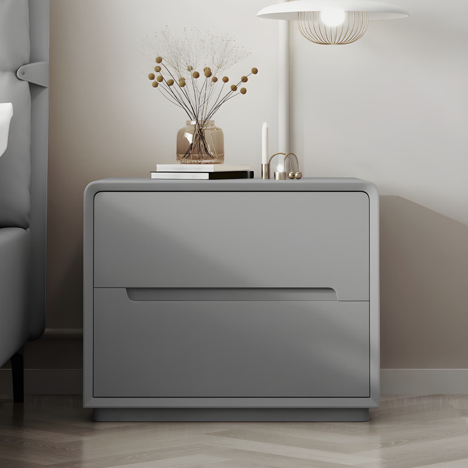 Modern Wood Drawer Nightstand for Small Spaces with 2 Drawers in Narrow Design thumbnail 7